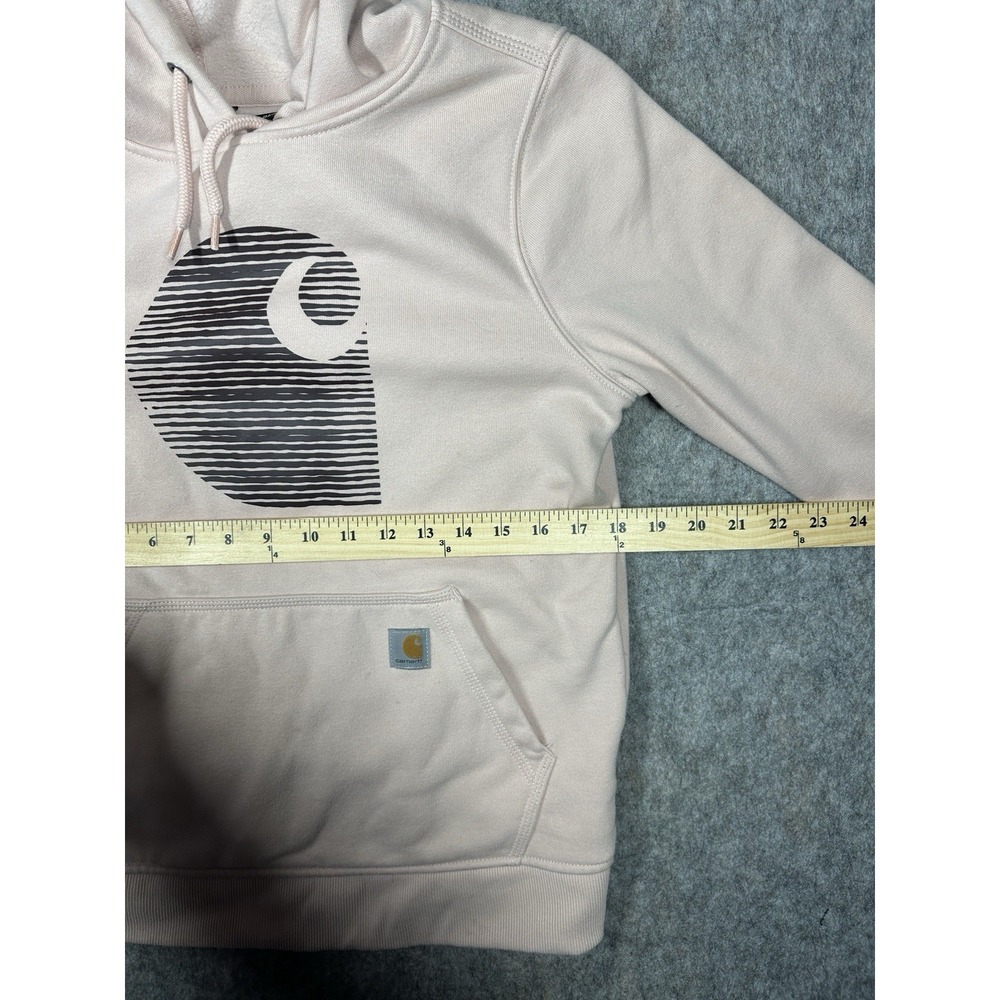 Carhartt Rain Defender Hoodie Pink Relaxed Fit Logo Pullover Sweatshirt Small - Picture 5 of 8